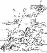 coloring picture of donald practises the scuba  iving